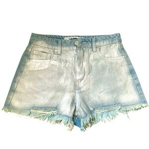 INDIGO REIN Sheen Silver Denim Frayed Shorts Light Wash Women’s 28” BRAND NEW